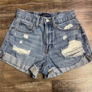 Aeropostale Mom Shorts Size 2 High Rise Distressed Cuffed Denim